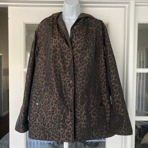 Vintage  2000 Portrait Leopard Hooded Snap Closure Windbreaker Jacket   X Large